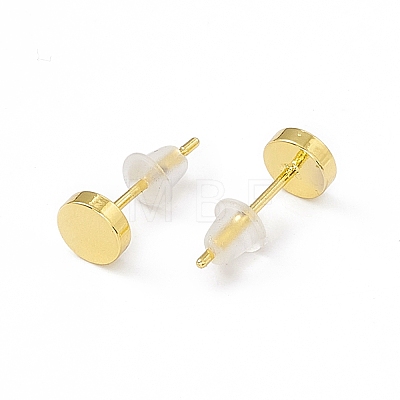 Brass Flat Round Stud Earrings for Women EJEW-P211-06G-1