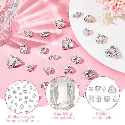 DICOSMETIC 80pcs 8 styles Square/Heart/Horse Eye Sew on Rhinestone GGLA-DC0001-02-1