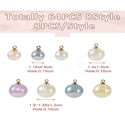 Craftdady 64Pcs 8 Style ABS Plastic Imitation Pearl Charms PACR-CD0001-03-1