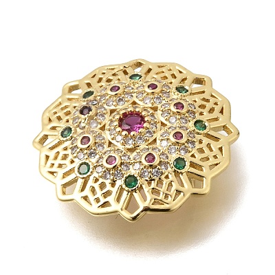 Brass Micro Pave Colorful Cubic Zirconia Filigree Links Connector Charms KK-C255-12A-G-1
