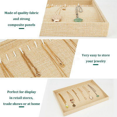 Rectangle MDF Covered with Linen Necklace Display Trays NDIS-WH0001-15-1