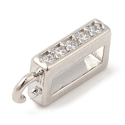 Rack Plating Brass Micro Pave Clear Cubic Zirconia Rectangle Pendant Bails KK-Q781-14P-1