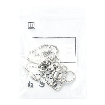 8Pcs 4 Styles 304 Stainless Steel Screw Carabiner Lock Charms STAS-FS0002-38-1