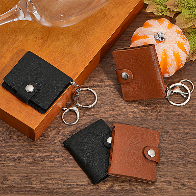 4 Sest 2 Colors 2 Inch Leather Cover Mini Photocard Holder Book AJEW-CA0003-95-1