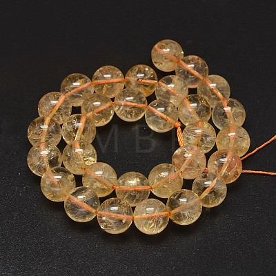Round Natural Citrine Beads Strands G-K068-12-12mm-1