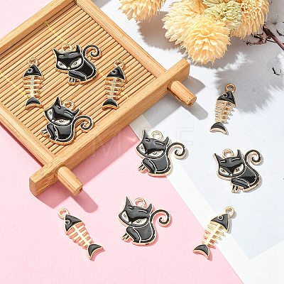 10Pcs 2 Styles Alloy Enamel Pendants ENAM-YW0003-15-1