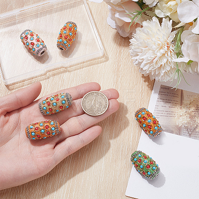 6Pcs Handmade Indonesia Beads IPDL-SP0001-06-1