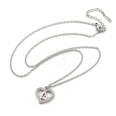 304 Stainless Steel Crystal Rhinestone Heart Pendant Cable Chain Necklaces for Women NJEW-Z056-01C-P-1