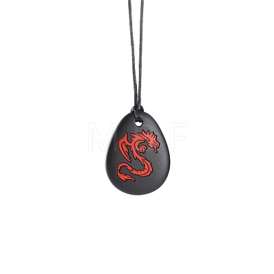 Teardrop with Dragon Food Grade Eco-Friendly Silicone Pendants PW-WGEF2D6-04-1