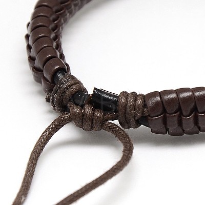 Trendy Unisex Casual Style Leather Wrapped PU Leather Bracelets BJEW-L308-15-1