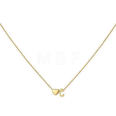 Simple Style Adjustable 316L Surgical Stainless Steel Heart and Initial Pendant Necklaces for Women WG95AEF-03-1