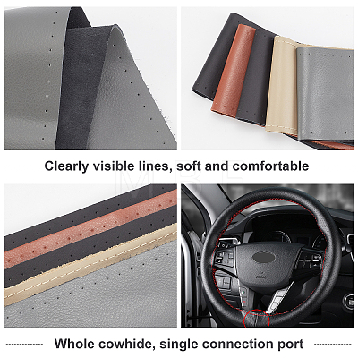 DIY Hand Sewing Genuine Leather Steering Wheel Cover AJEW-WH0002-60B-1