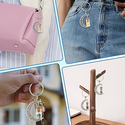 7Pcs Moon Alloy Pendant Decorations HJEW-FS00086-1