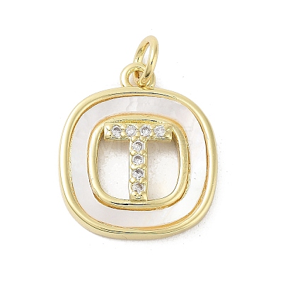 Rack Plating Brass Micro Pave Clear Cubic Zirconia Pendants KK-E102-33G-T-1