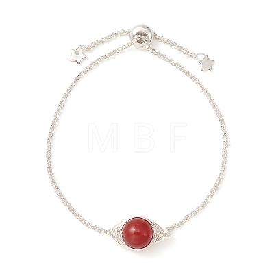 Natural Mixed Gemstone Link Slider Bracelet BJEW-JB09450-1