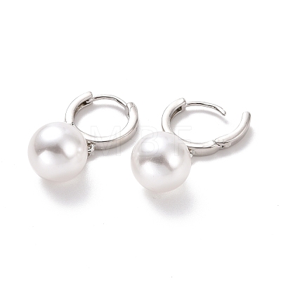 Plastic Pearl Dangle Hoop Earrings EJEW-A072-14P-1