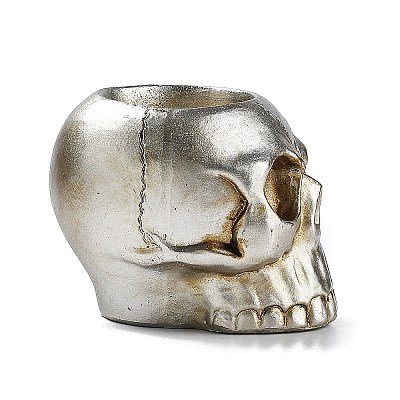 Halloween Skull Resin Candle Holders DJEW-R009-01-1