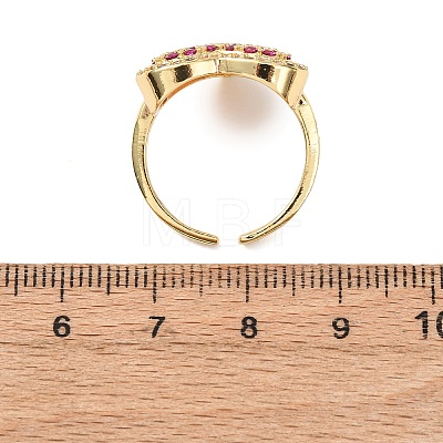 Brass Micro Pave Cubic Zirconia Cuff Open Rings RJEW-F204-07B-G-1