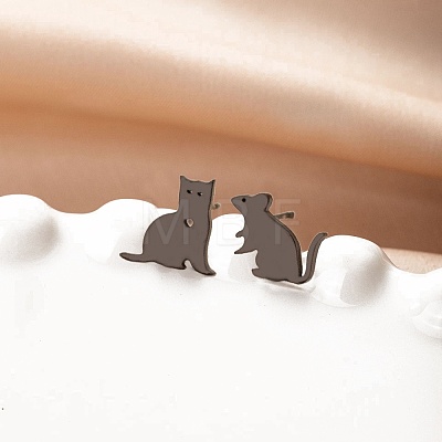 Stainless Steel Small Animal Stud Earrings for Women PW-WG5B49B-24-1