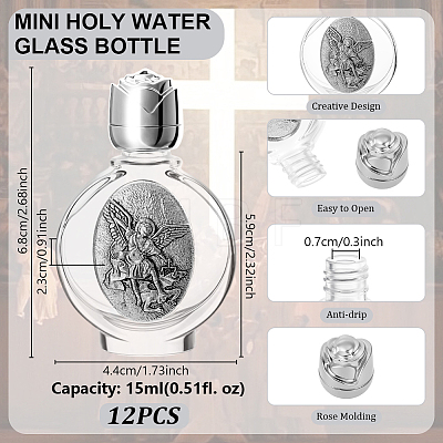 12Pcs Glass Empty Holy Water Bottles for Religious AJEW-GA0008-90B-AS-1