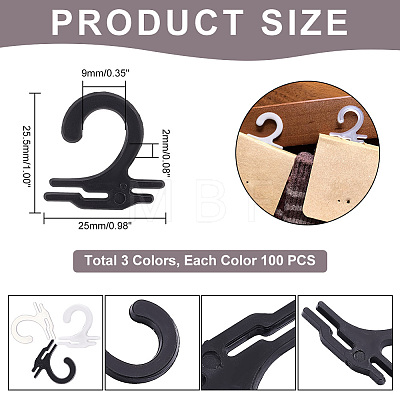  300Pcs 3 Colors Plastic Sock Hooks FIND-NB0002-89-1