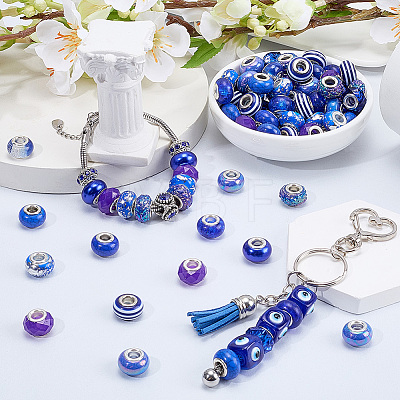 100Pcs 10 Styles Resin European Beads RPDL-SP0001-08-1
