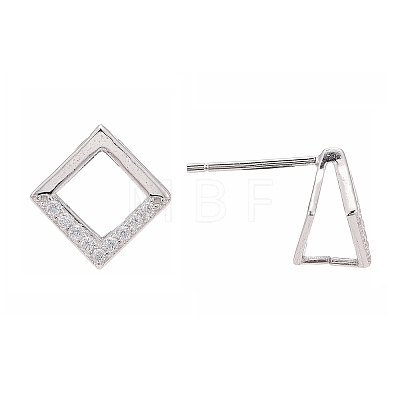 Rhodium Plated 925 Sterling Silver Stud Earring Findings STER-F048-28P-1