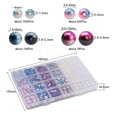 2148Pcs 24 Style ABS Plastic Imitation Pearl Beads OACR-YW0001-25B-1