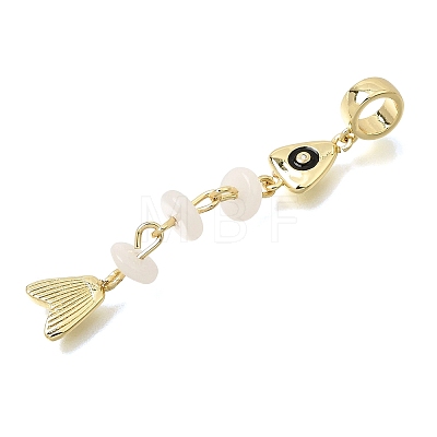 Brass Pave Cubic Zirconia Clear Cubic Zirconia & Natural White Jade & Enamel European Dangle Charms GG-CBA3401-01G-A05-1