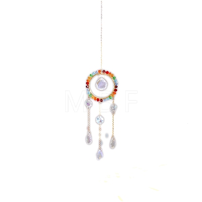 Colorful Glass with Iron Suncatchers for Garden Outdoor Hanging Decorations PW-WGA80D5-04-1