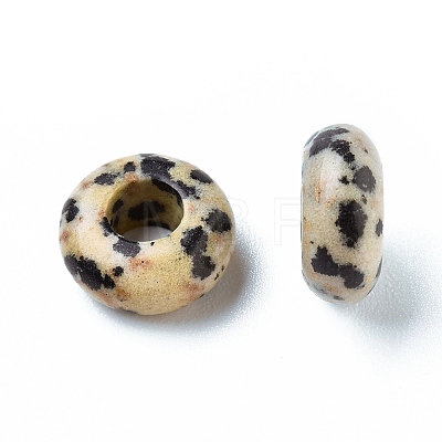 Natural Dalmatian Jasper European Beads X-G-G740-12x6mm-28-1