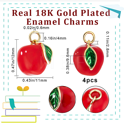 Beebeecraft 4Pcs Brass Enamel Charms KK-BBC0010-01-1