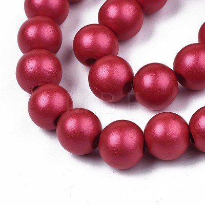 Painted Natural Wood Beads Strands WOOD-S053-58G-1