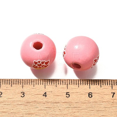 Valentine's Day Element Printed Wood Beads WOOD-R002-01-21-1