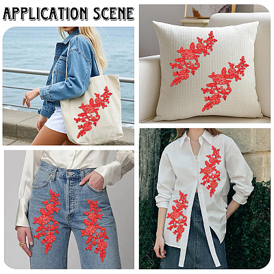 2Pairs Leaves Polyester Embroidery Ornaments Accessories DIY-GF0014-46E-1