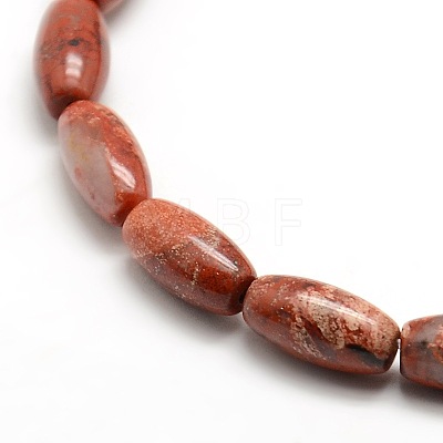 Oval Natural Red Jasper Beads Strands G-P062-04-1