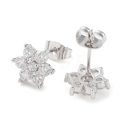 Brass Micro Pave Cubic Zirconia Stud Earrings X-EJEW-P247-05P-01-1
