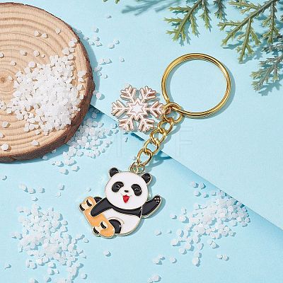 Snowflake & Panda Alloy Enamel Pendant Keychains KEYC-JKC00630-04-1