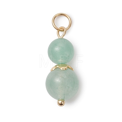 3Pcs 3 Styles Natural Green Aventurine & Moss Agate & Unakite Round Beaded Pendants PALLOY-JF04701-02-1
