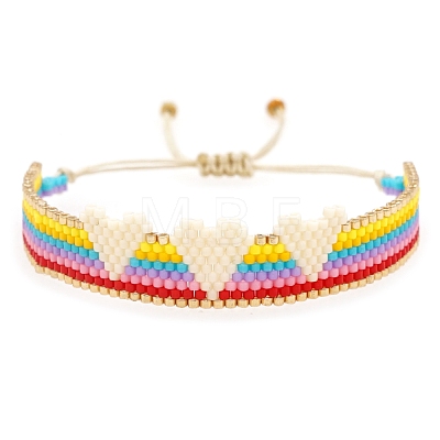 Friendship Heart Loom Pattern MIYUKI Seed Beads Bracelets for Women BJEW-C011-32-1