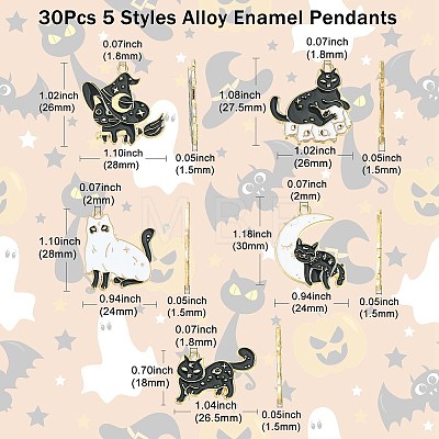 30Pcs 5 Styles Alloy Enamel Pendants ENAM-CJ0005-16-1