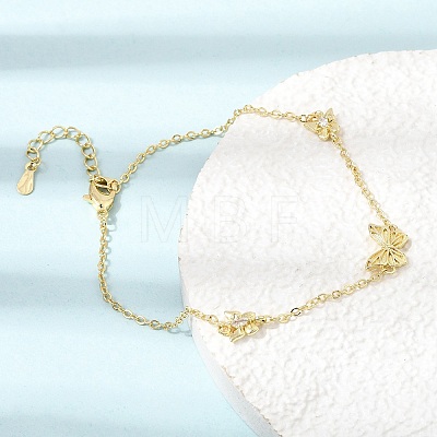 Brass Butterfly Link Bracelets KK-CBAFF9E-01G-1