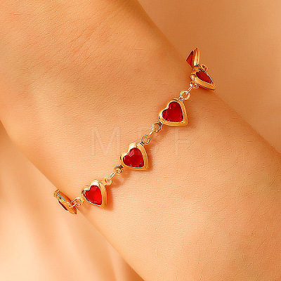 Brass Heart Link Bracelets WH-WGA7DD3-01-1