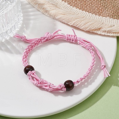 Adjustable Braided Waxed Cotton Macrame Pouch Bracelet Making BJEW-JB09698-05-1