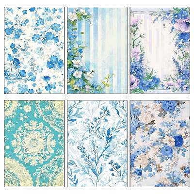 12Pcs 12 Styles Bleues Flower Scrapbook Paper Pad PW-WG3E2DC-01-1