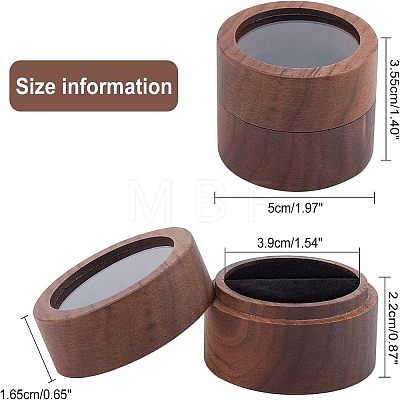 Walnut Wooden Engagement Ring Boxes CON-WH0072-87-1