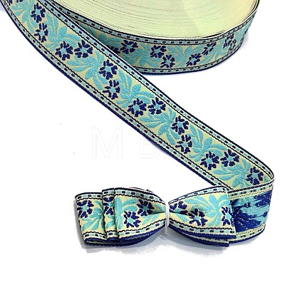 50 Yards Ethnic Style Polyester Flower Jacquard Ribbon for DIY Bowknot Making PW-WG64D4A-01-1