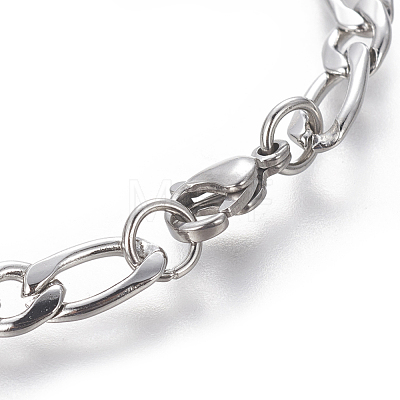304 Stainless Steel Figaro Chain Bracelets BJEW-E369-08P-1