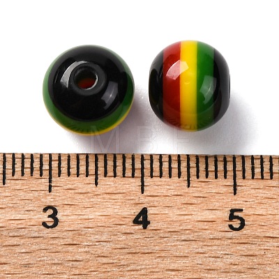 Ghana Jamaica Reggae Stripe Resin Beads RESI-G104-01B-1