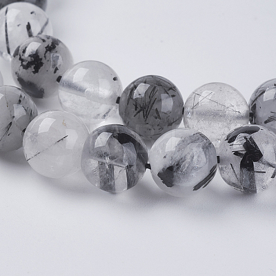 Natural Black Rutilated Quartz Beads Strands LS-G-G448-8mm-13-1